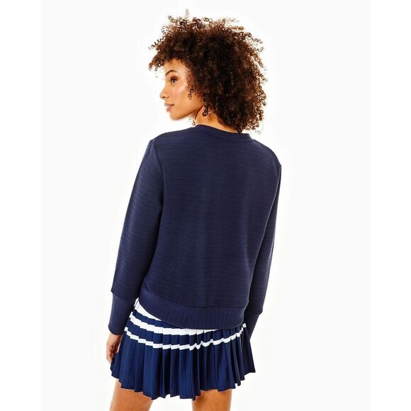 NWT Addison Bay The Everyother Day Crewneck Ribbed Navy Blue Size XL $168 MSRP - Picture 4 of 10